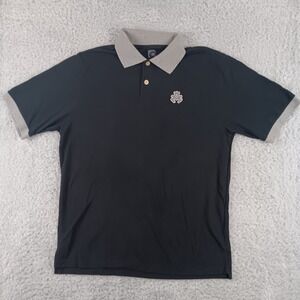 Akademiks Mens Large Black Grey Contrast Trim Embroidered Logo Polo Shirt L